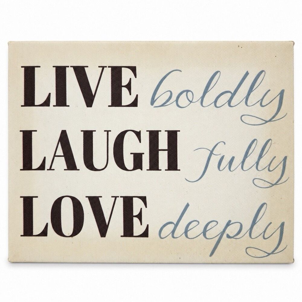 Live Boldly Laugh Fully Love Deeply Canvas Wall Art 8.5x6.5 Motivational Decor